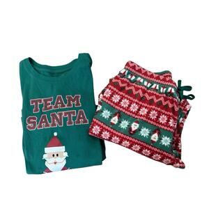 Jammies for Your Families Holiday 2-Piece Pajama Set Team Santa Womens Med